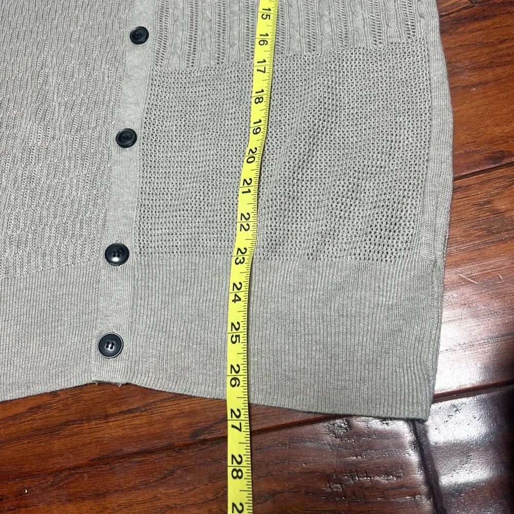 AllSaints Knitted Yurik Cardigan‎ Mens Small Gray Open Knit Academia Button Up - Picture 4 of 8